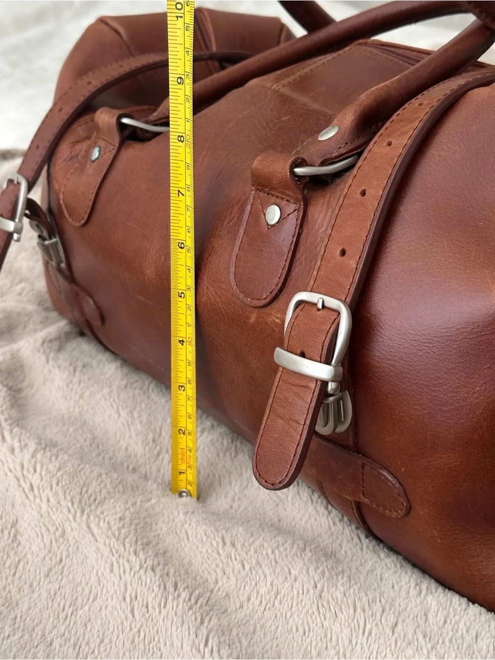 Brown Leather Weekender Duffel Bag
